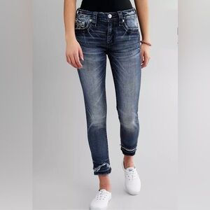 Rock Revival Betty Distressed Skinny Blue Cropped Ankle Jeans Size 27